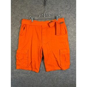 Akademiks Mens Orange Cargo Shorts with Belt Size 40 A14SH01 Streetwear Cotton